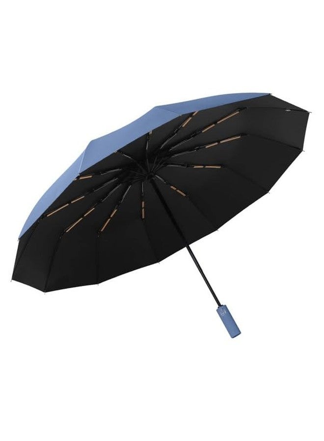 Alexvyan 12 Ribs Large Travel Automatic Umbrella Windproof for Rain & Sun, Strong Compact Umbrella for Men & Women, Wind Resistant, Lightweight,Portable Folding Umbrellas for Backpack, Car (Blue) - Image 5